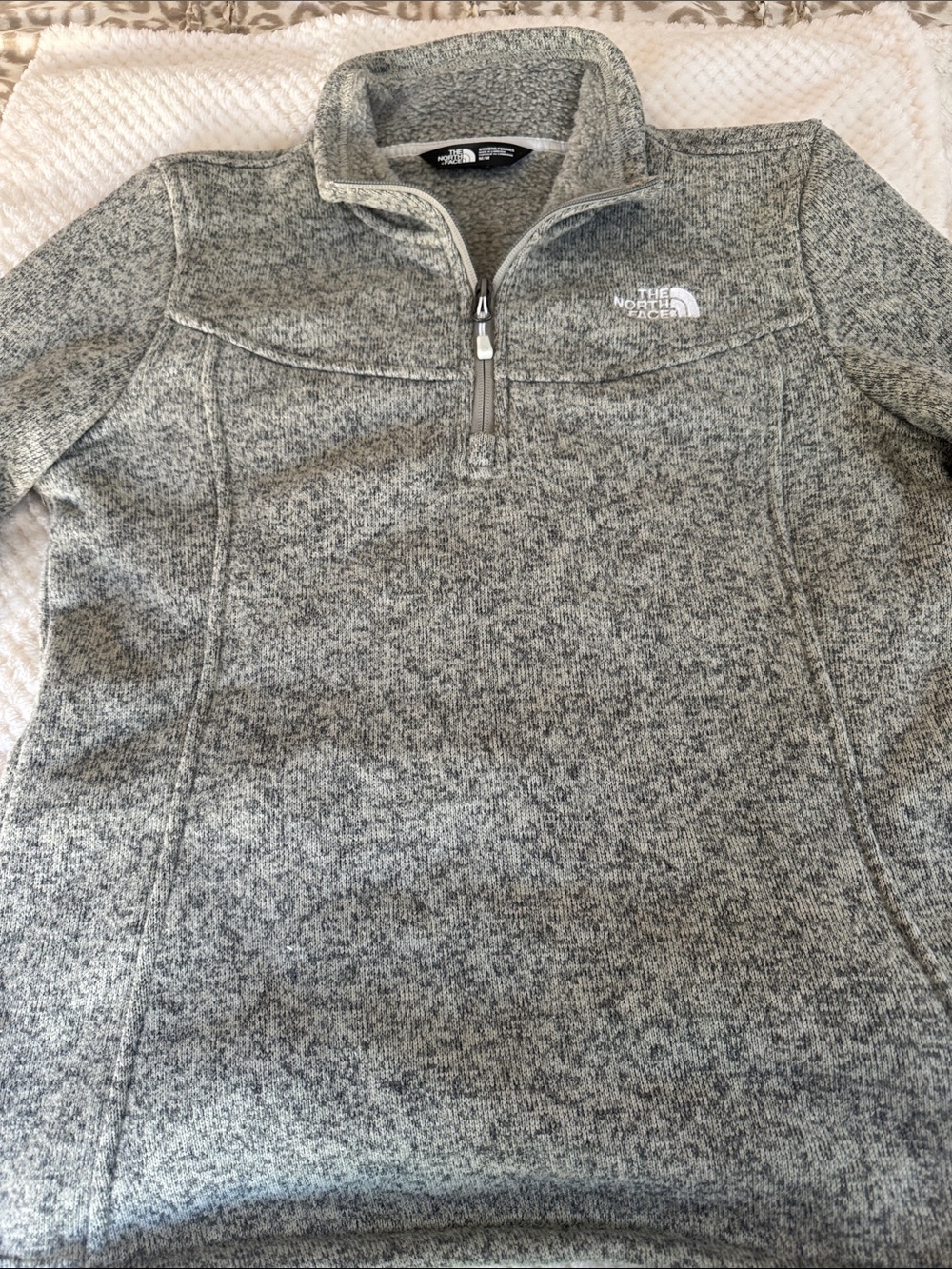 The North Face Heathered Light Gray Quarter-Zip Fleece Pullover